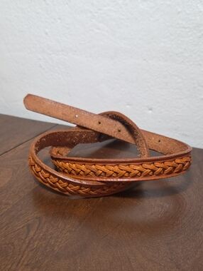 Braided Leather Belt Blank Brown Mens Size 34 Western